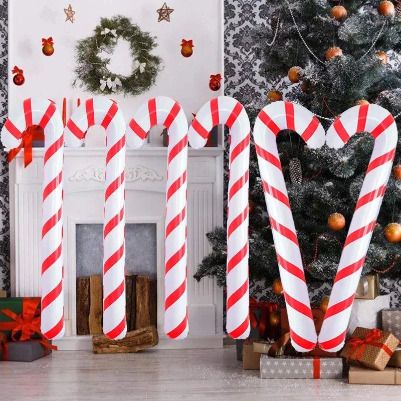 Xmas Candy Cane Stick Christmas Candy Cane Stick Inflatable Balloon 2025 Christmas Decoration Xmas Decorations For Home 10/1PCS