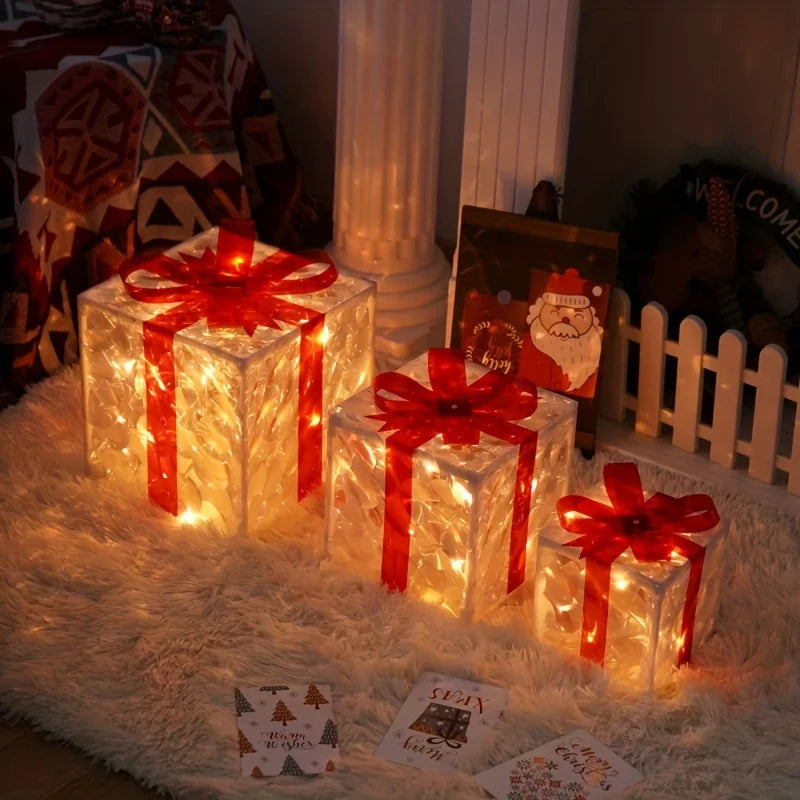 Glowing ChristmasGift Boxes, light up your home with holiday magic