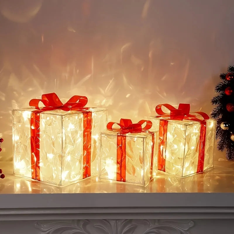 Glowing ChristmasGift Boxes, light up your home with holiday magic