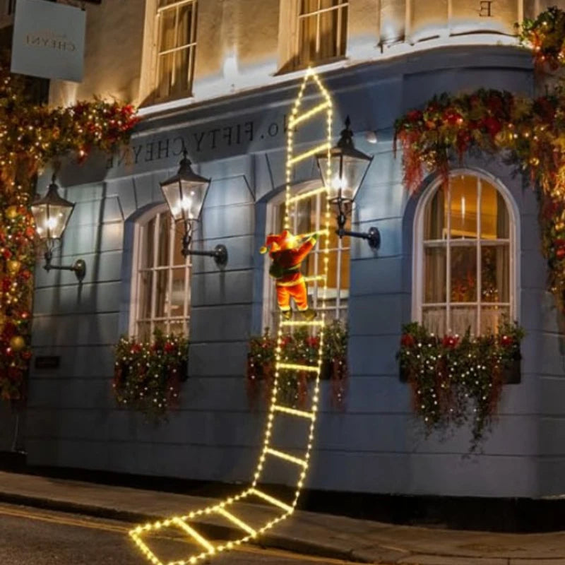 Santa Climbing Ladder Christmas Light LED Decoration with 8 Modes- USB powered