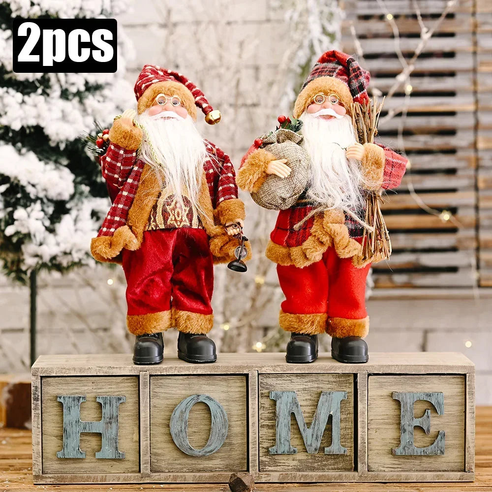 Christmas Decoration for Home Santa Claus Plush Doll 30cm Navidad Party Decor Xmas Ornaments New Year Gift