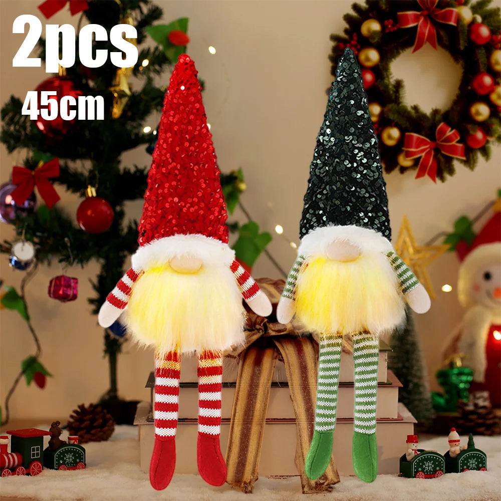 1~4pcs 2025 Christmas Doll Elf Knitted Gnome with Led Night Light Christmas Decorations for Home Xmas Navidad New Year 2025 Gift