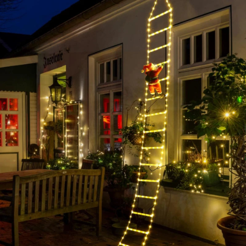 Santa Climbing Ladder Christmas Light LED Decoration with 8 Modes- USB powered