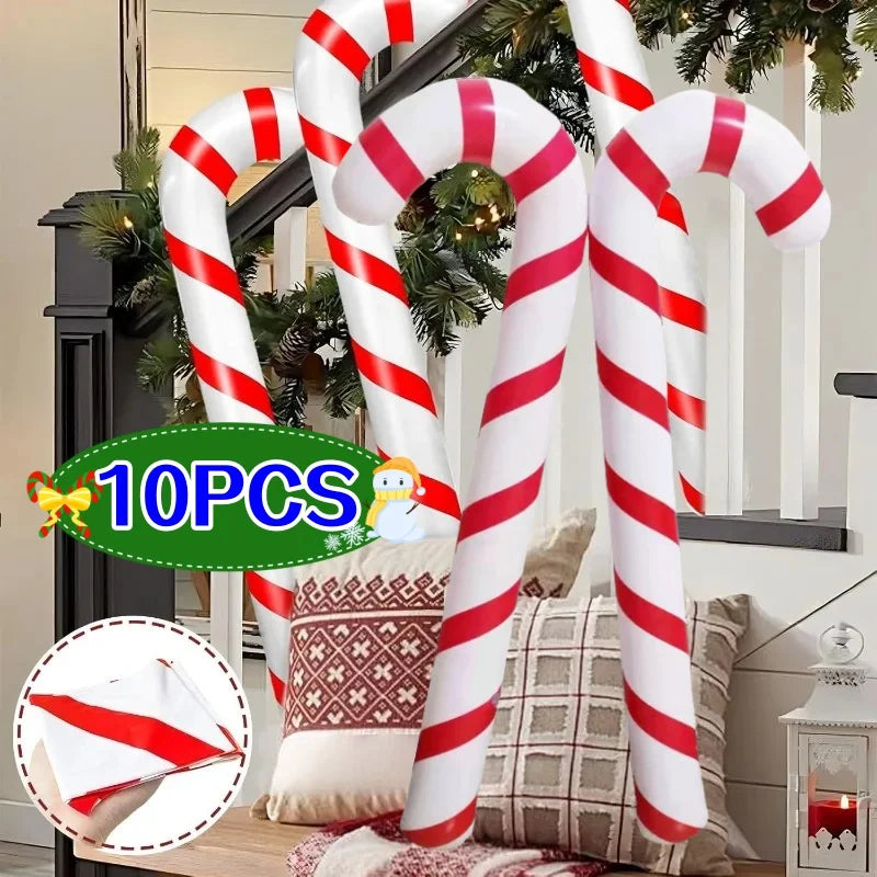 Xmas Candy Cane Stick Christmas Candy Cane Stick Inflatable Balloon 2025 Christmas Decoration Xmas Decorations For Home 10/1PCS
