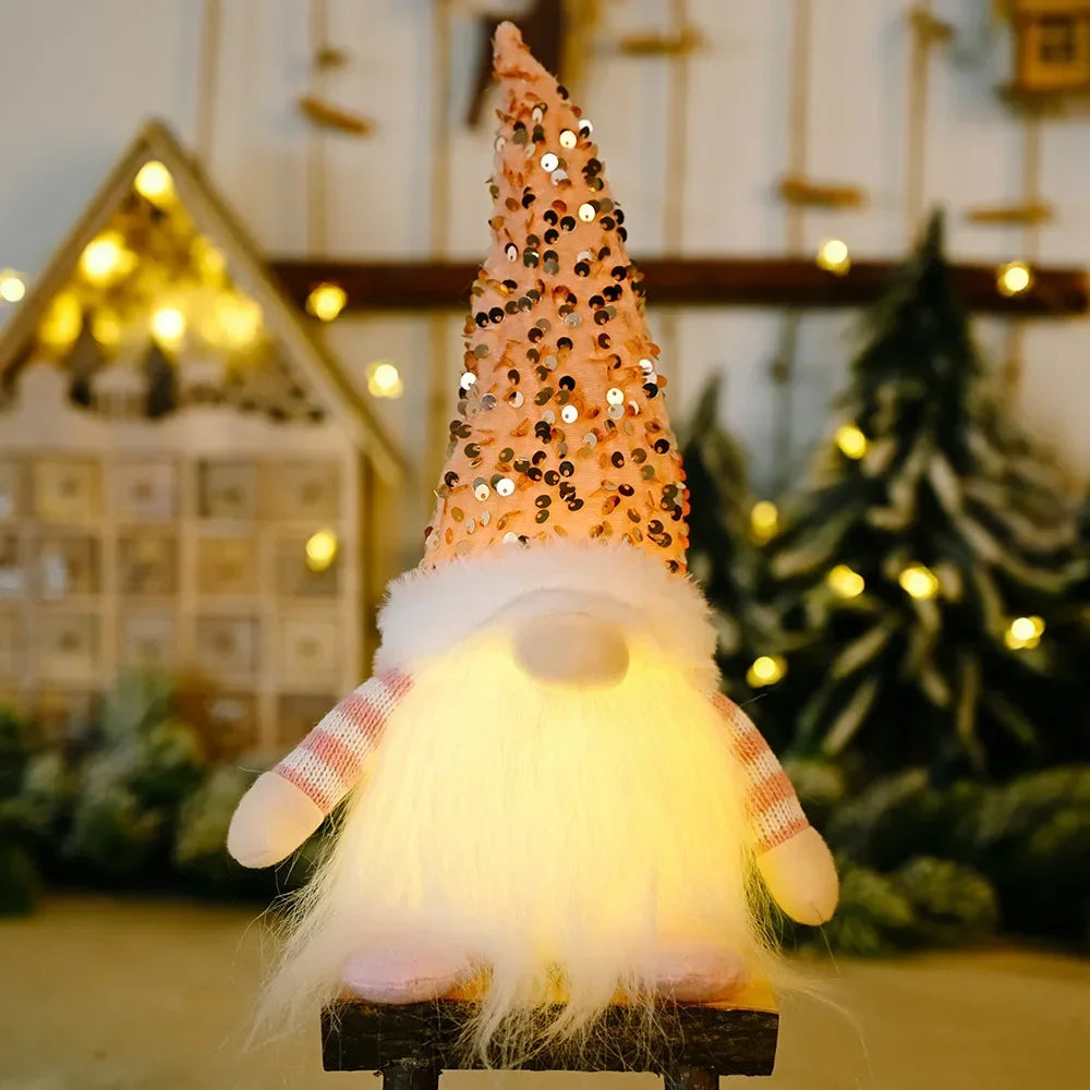 1~4pcs 2025 Christmas Doll Elf Knitted Gnome with Led Night Light Christmas Decorations for Home Xmas Navidad New Year 2025 Gift