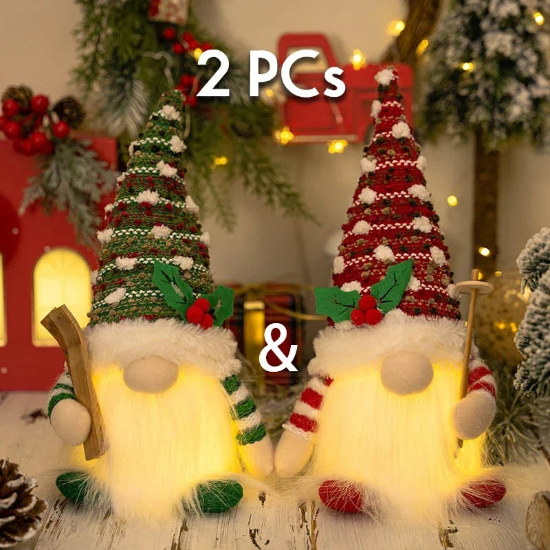 1~4pcs 2025 Christmas Doll Elf Knitted Gnome with Led Night Light Christmas Decorations for Home Xmas Navidad New Year 2025 Gift