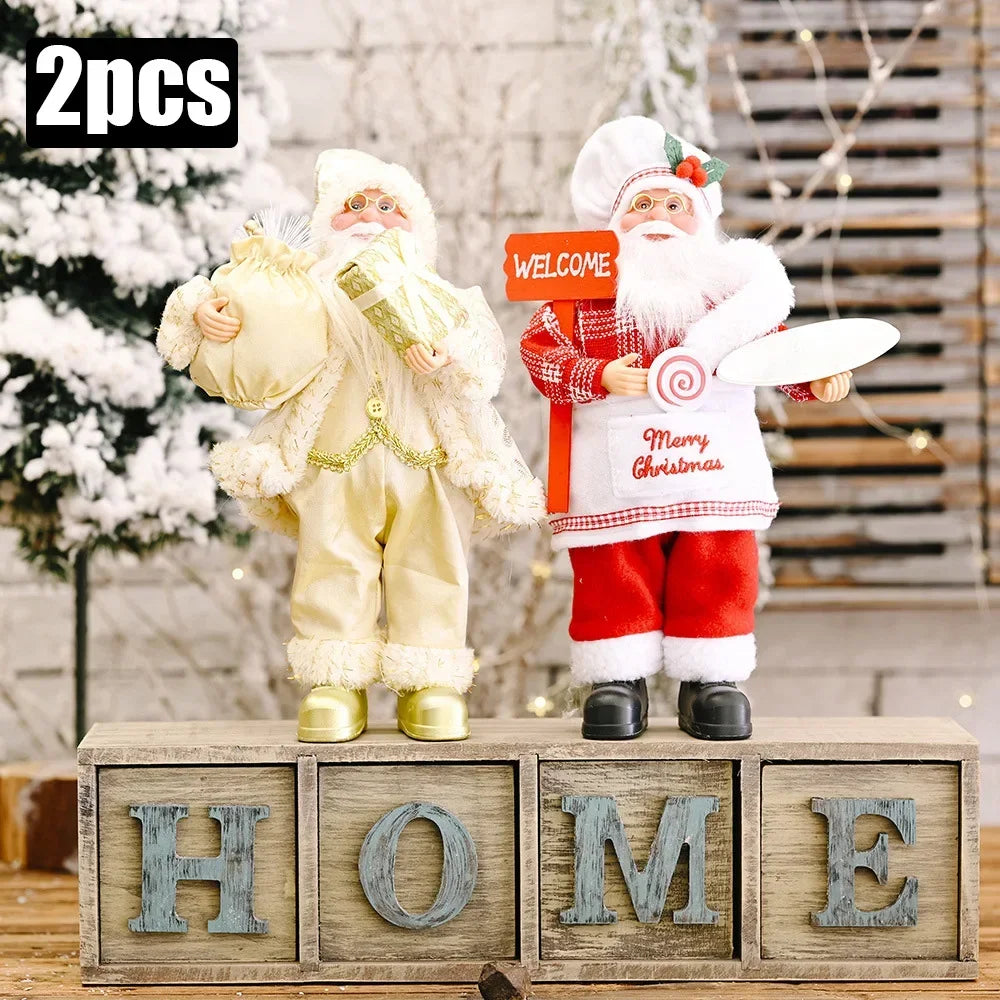 Christmas Decoration for Home Santa Claus Plush Doll 30cm Navidad Party Decor Xmas Ornaments New Year Gift