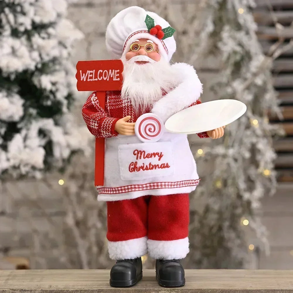 Christmas Decoration for Home Santa Claus Plush Doll 30cm Navidad Party Decor Xmas Ornaments New Year Gift