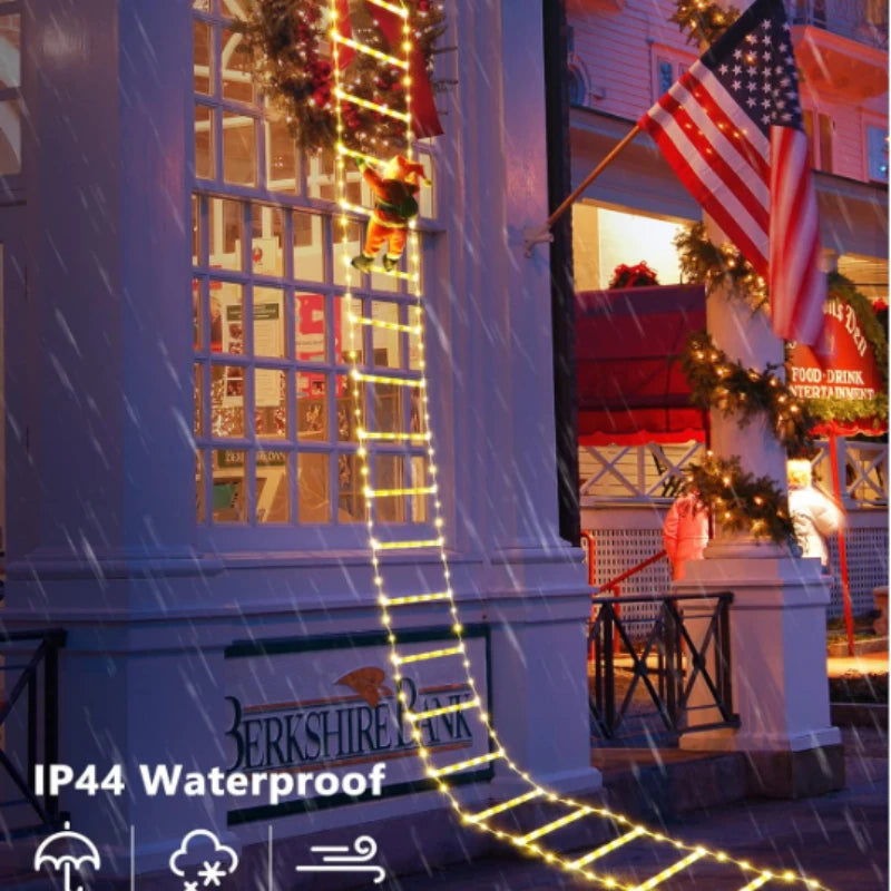 Santa Climbing Ladder Christmas Light LED Decoration with 8 Modes- USB powered