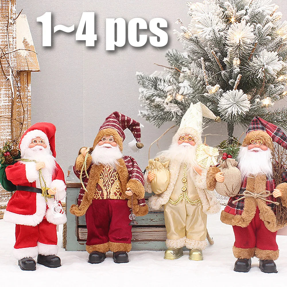 Christmas Decoration for Home Santa Claus Plush Doll 30cm Navidad Party Decor Xmas Ornaments New Year Gift