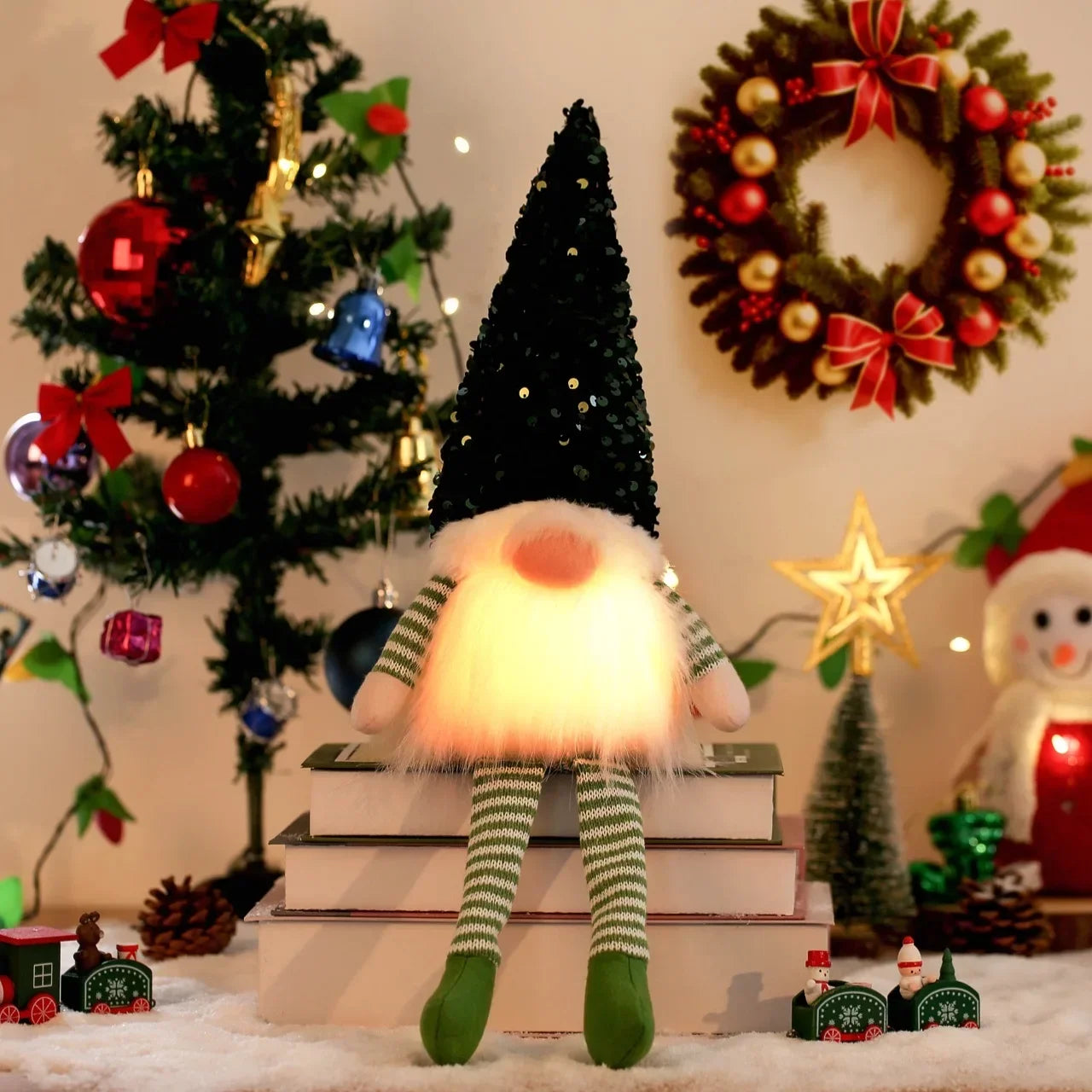 1~4pcs 2025 Christmas Doll Elf Knitted Gnome with Led Night Light Christmas Decorations for Home Xmas Navidad New Year 2025 Gift