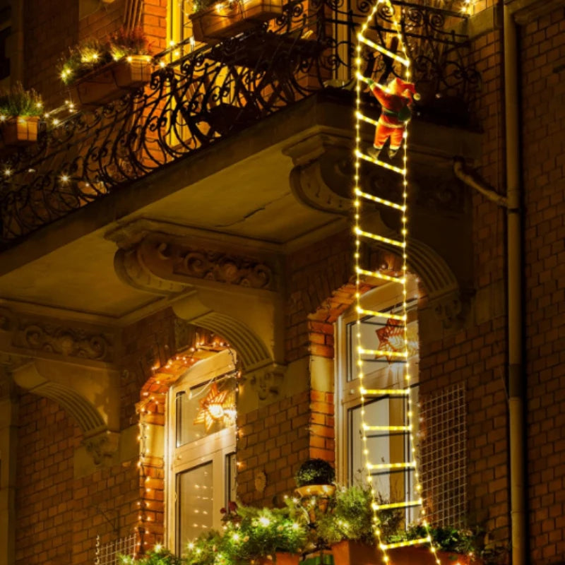 Santa Climbing Ladder Christmas Light LED Decoration with 8 Modes- USB powered