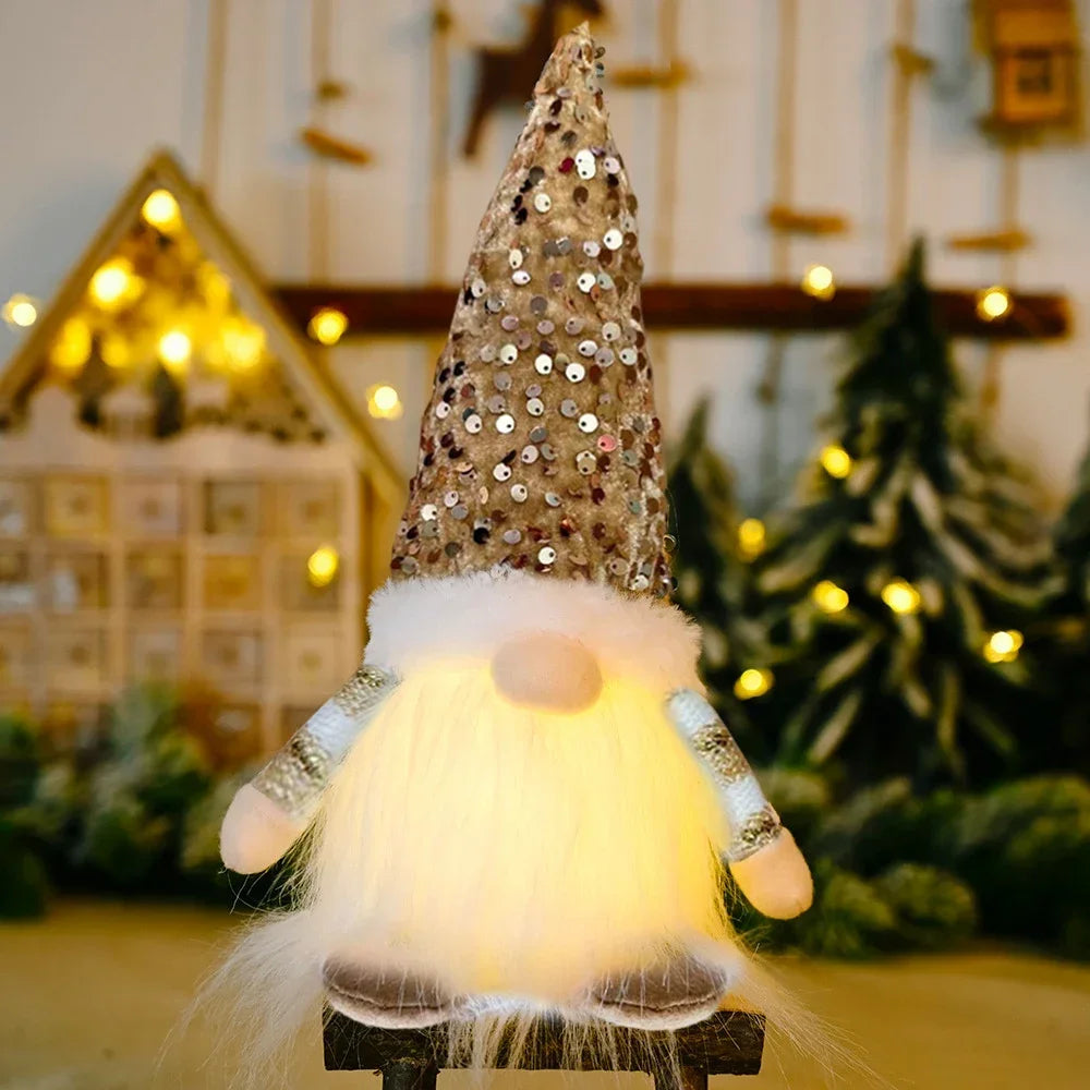 1~4pcs 2025 Christmas Doll Elf Knitted Gnome with Led Night Light Christmas Decorations for Home Xmas Navidad New Year 2025 Gift
