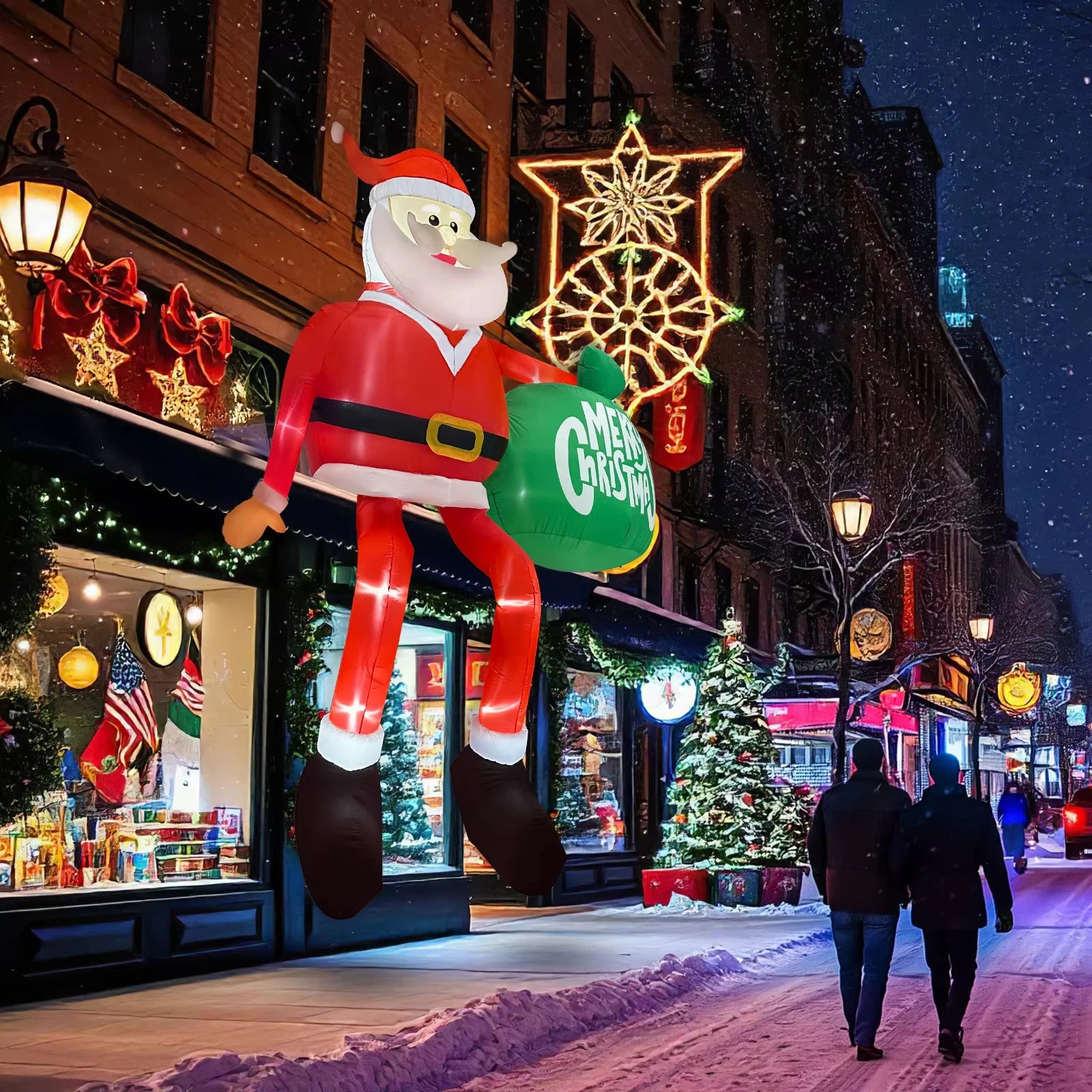 2025 Christmas Inflatables Glowing Climbing Santa Claus with LED Outdoor Home Cafe Decoration Party Yard Xmas Decor