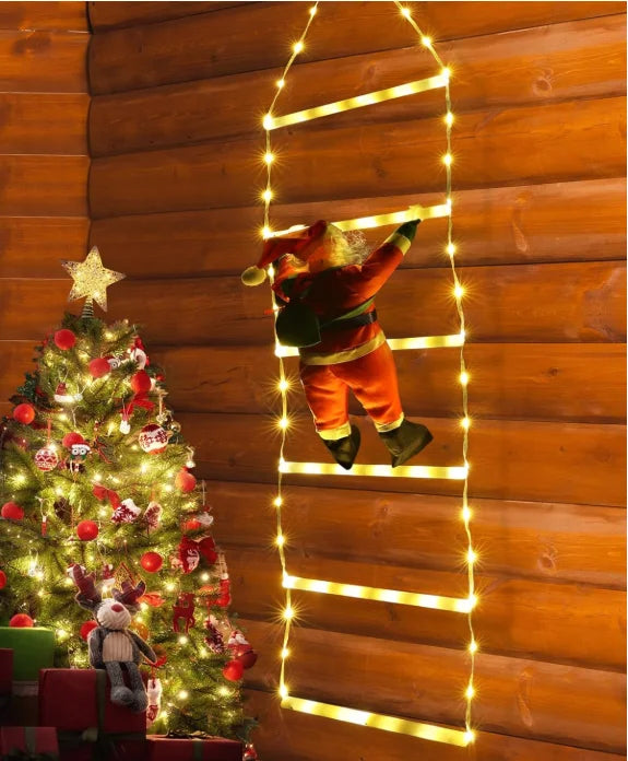 Santa Climbing Ladder Christmas Light LED Decoration with 8 Modes- USB powered