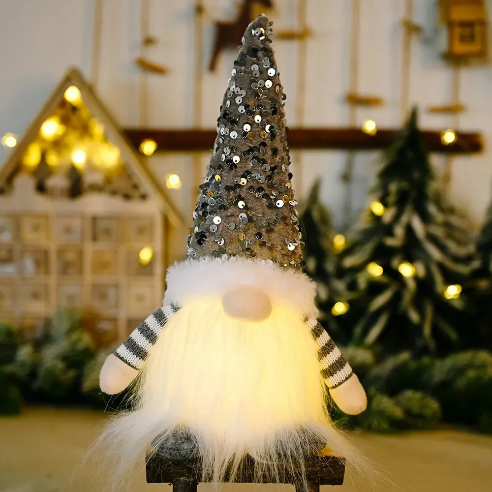 1~4pcs 2025 Christmas Doll Elf Knitted Gnome with Led Night Light Christmas Decorations for Home Xmas Navidad New Year 2025 Gift