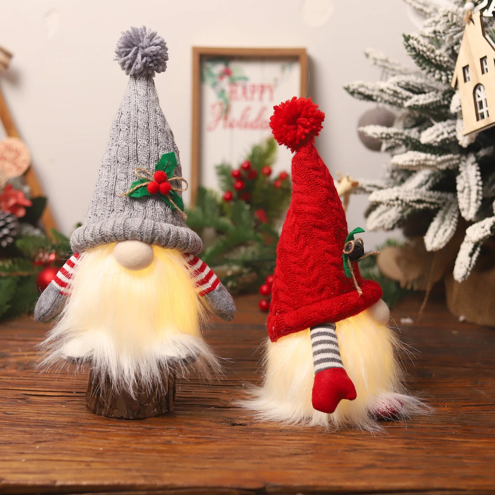 1~4pcs 2025 Christmas Doll Elf Knitted Gnome with Led Night Light Christmas Decorations for Home Xmas Navidad New Year 2025 Gift