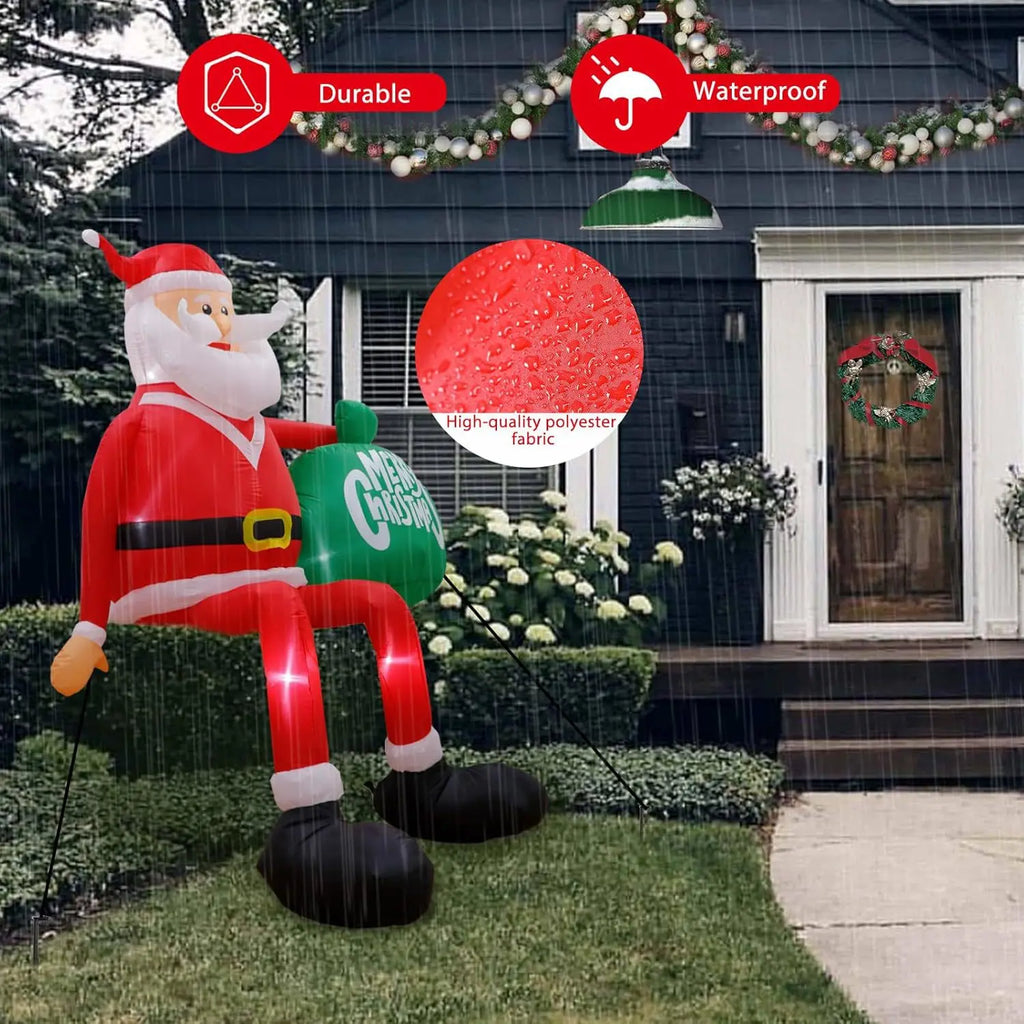2025 Christmas Inflatables Glowing Climbing Santa Claus with LED Outdoor Home Cafe Decoration Party Yard Xmas Decor
