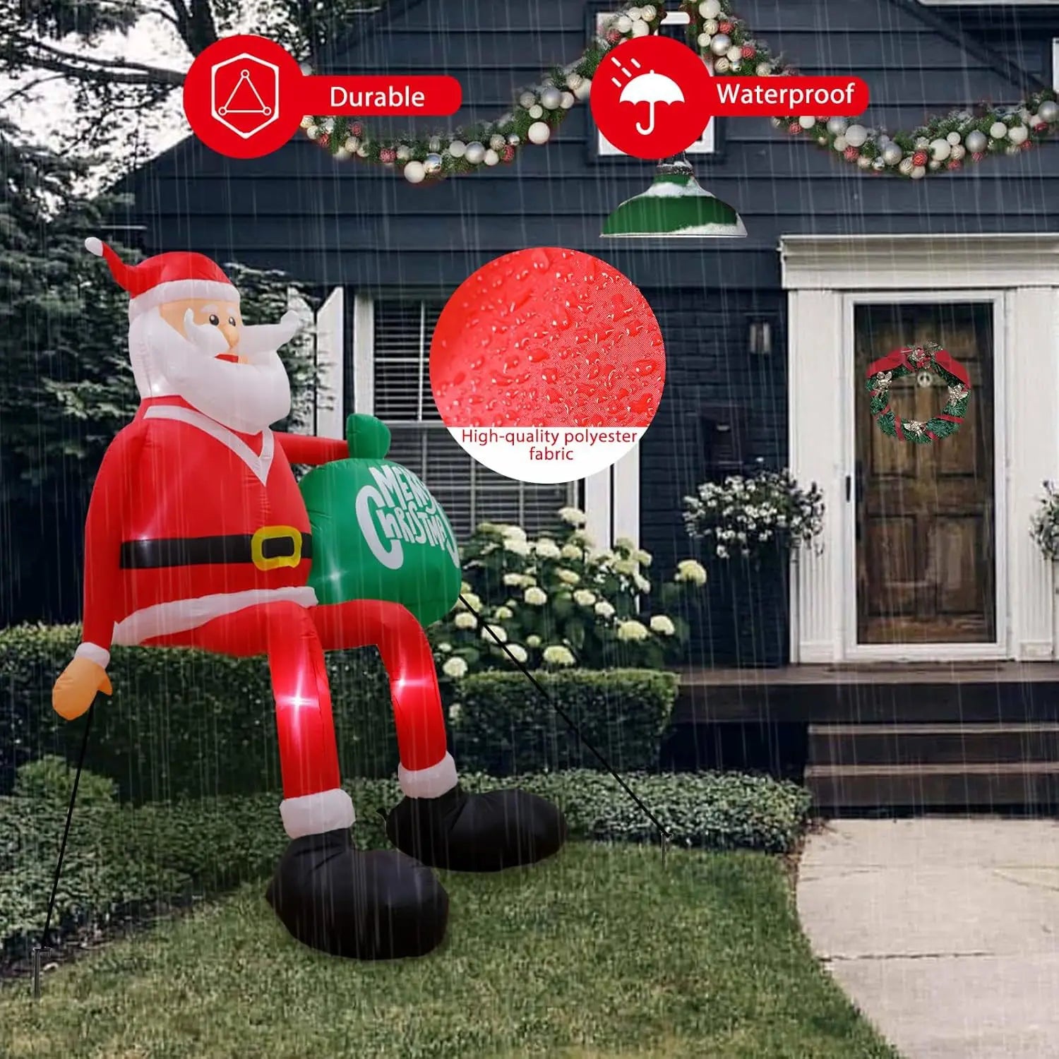 2025 Christmas Inflatables Glowing Climbing Santa Claus with LED Outdoor Home Cafe Decoration Party Yard Xmas Decor