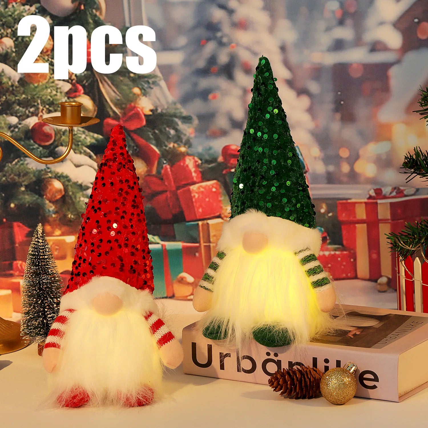 1~4pcs 2025 Christmas Doll Elf Knitted Gnome with Led Night Light Christmas Decorations for Home Xmas Navidad New Year 2025 Gift
