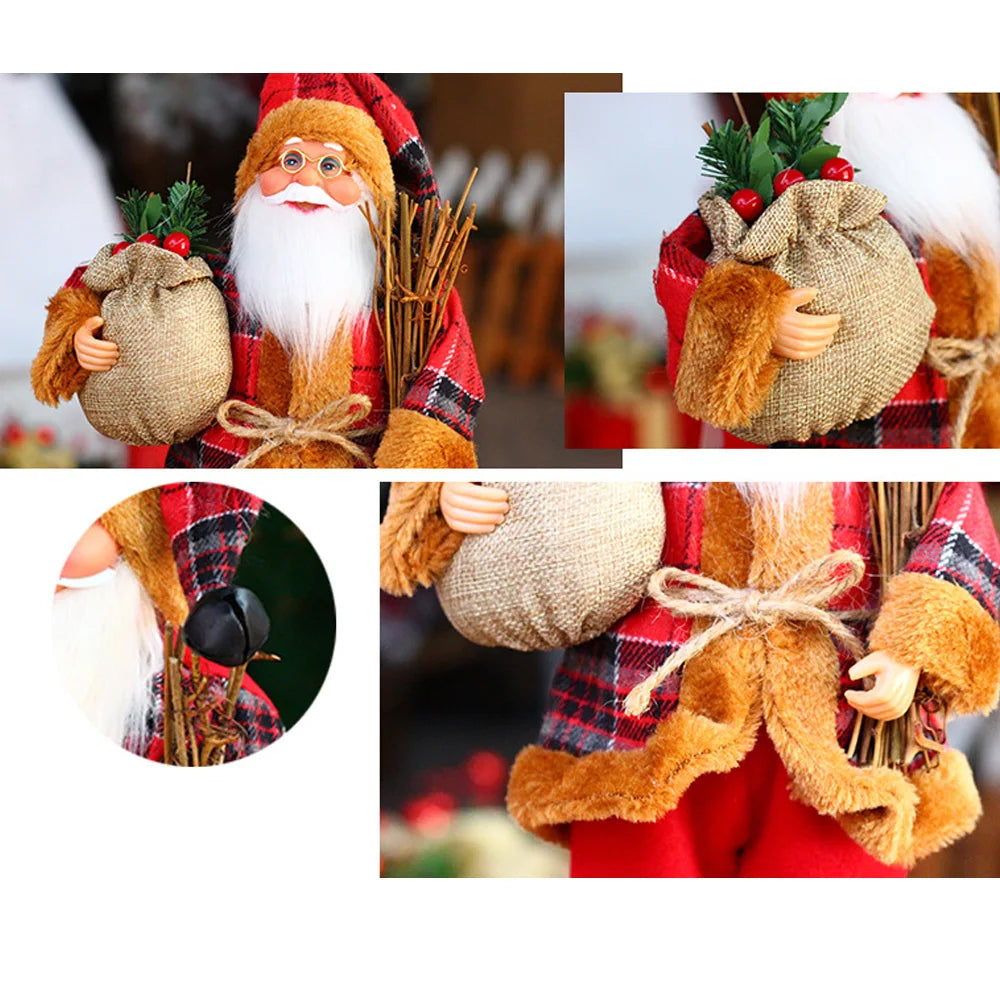 Christmas Decoration for Home Santa Claus Plush Doll 30cm Navidad Party Decor Xmas Ornaments New Year Gift
