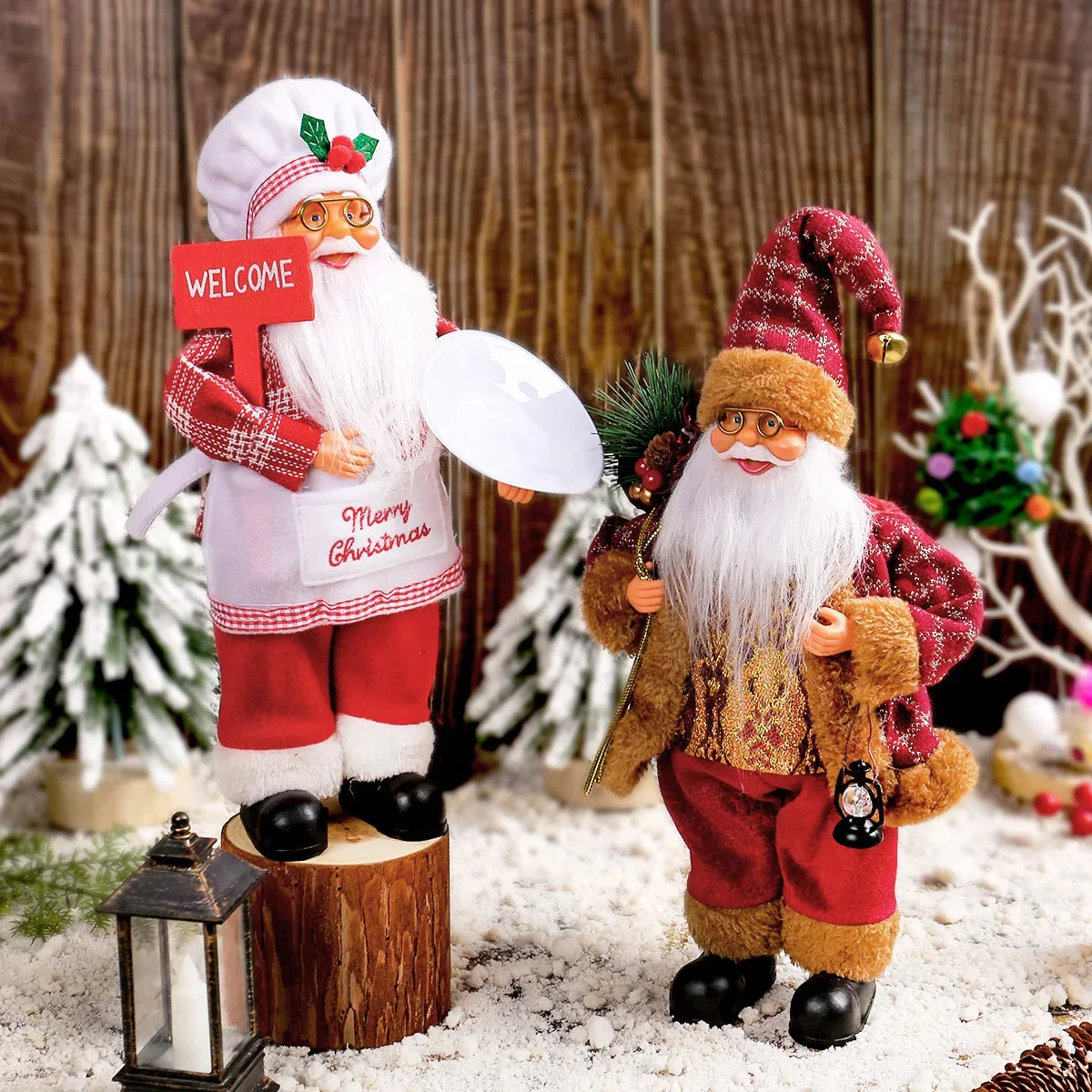 Christmas Decoration for Home Santa Claus Plush Doll 30cm Navidad Party Decor Xmas Ornaments New Year Gift