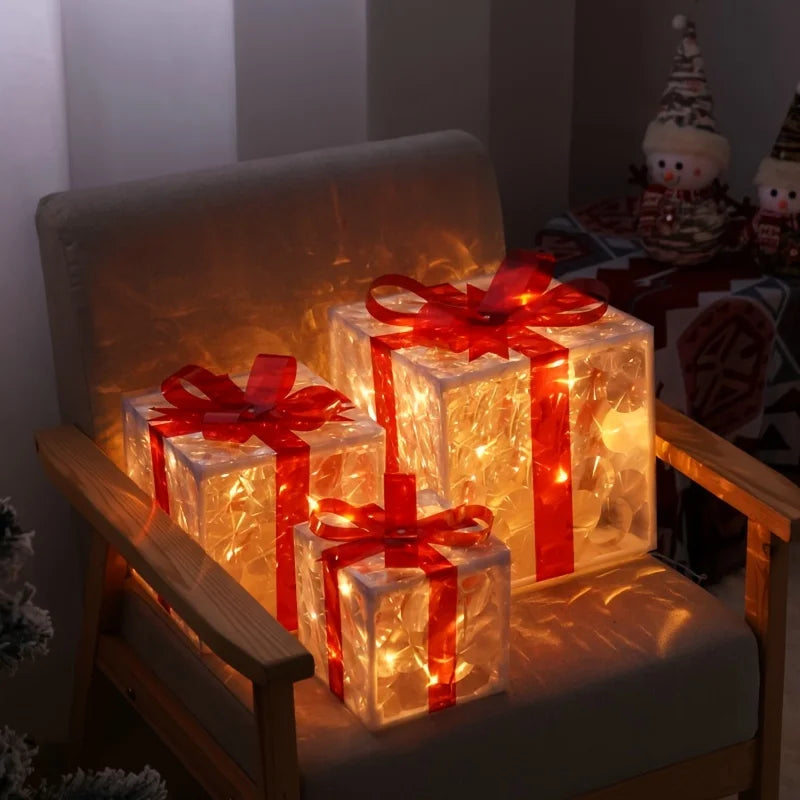 Glowing ChristmasGift Boxes, light up your home with holiday magic