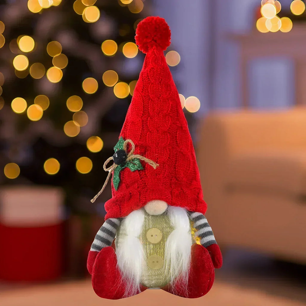 1~4pcs 2025 Christmas Doll Elf Knitted Gnome with Led Night Light Christmas Decorations for Home Xmas Navidad New Year 2025 Gift