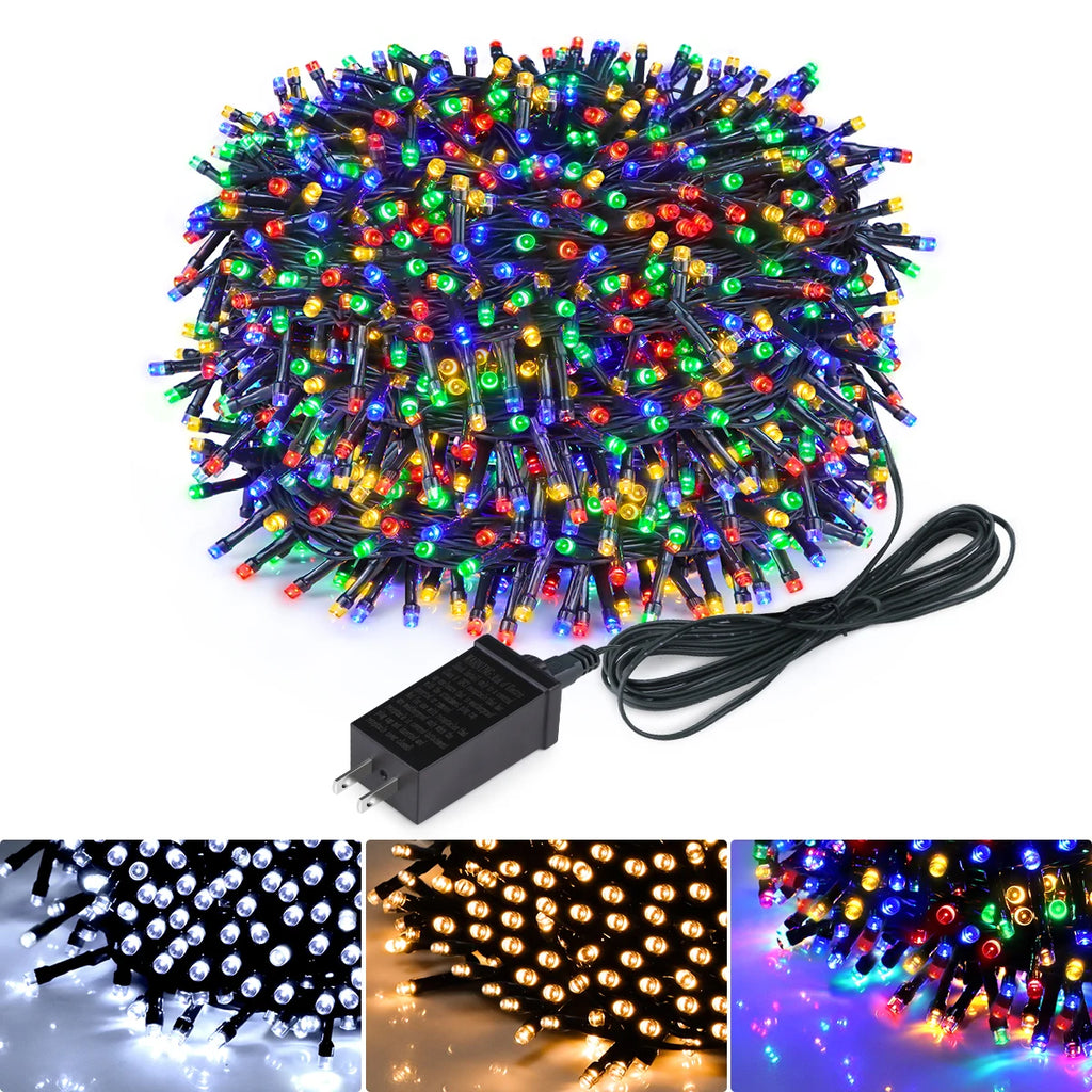 Waterproof Christmas Decoration LED String Lights, 24V EU/US Plug, Fairy Lights Garland for Outdoor Garden Room Decor