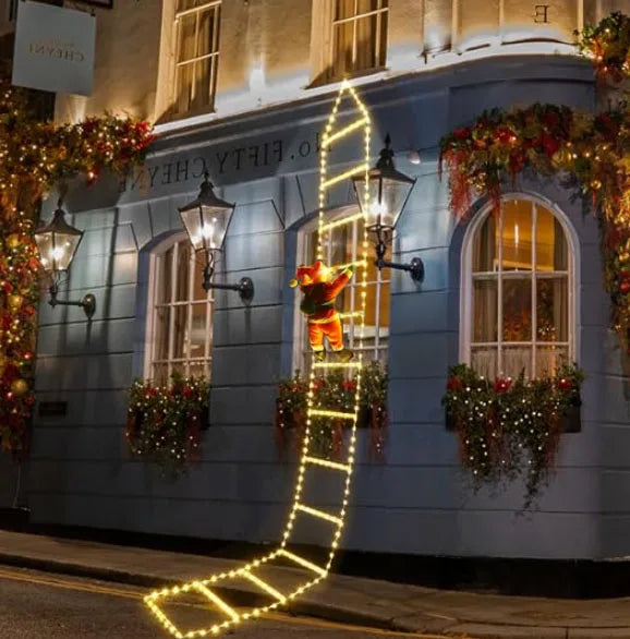 Santa Climbing Ladder Christmas Light LED Decoration with 8 Modes- USB powered