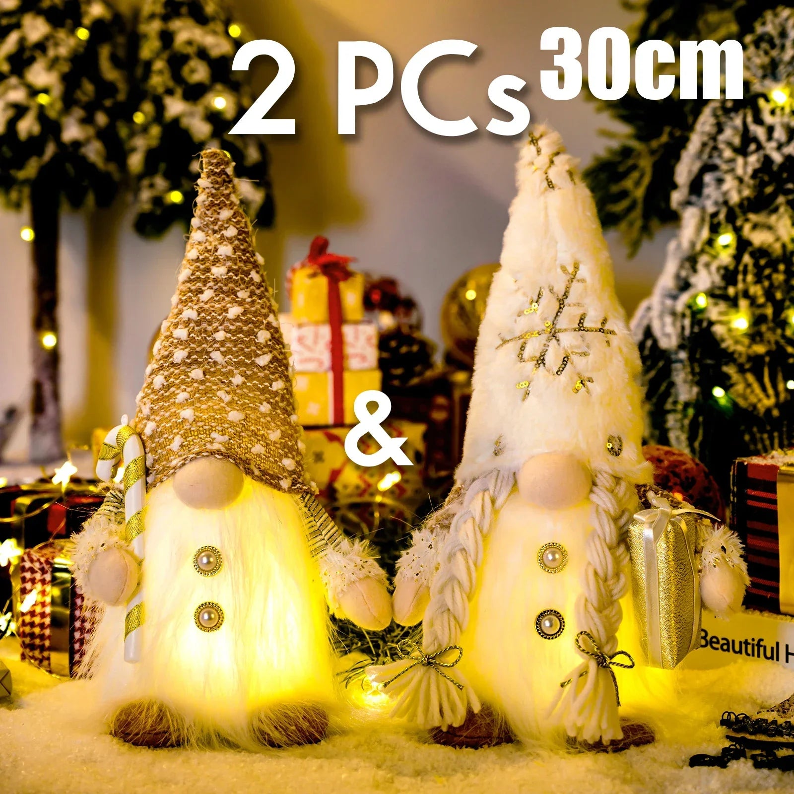 1~4pcs 2025 Christmas Doll Elf Knitted Gnome with Led Night Light Christmas Decorations for Home Xmas Navidad New Year 2025 Gift