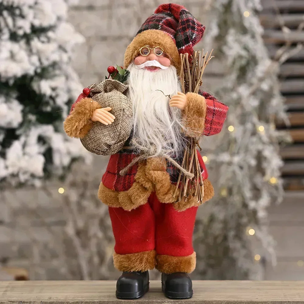 Christmas Decoration for Home Santa Claus Plush Doll 30cm Navidad Party Decor Xmas Ornaments New Year Gift