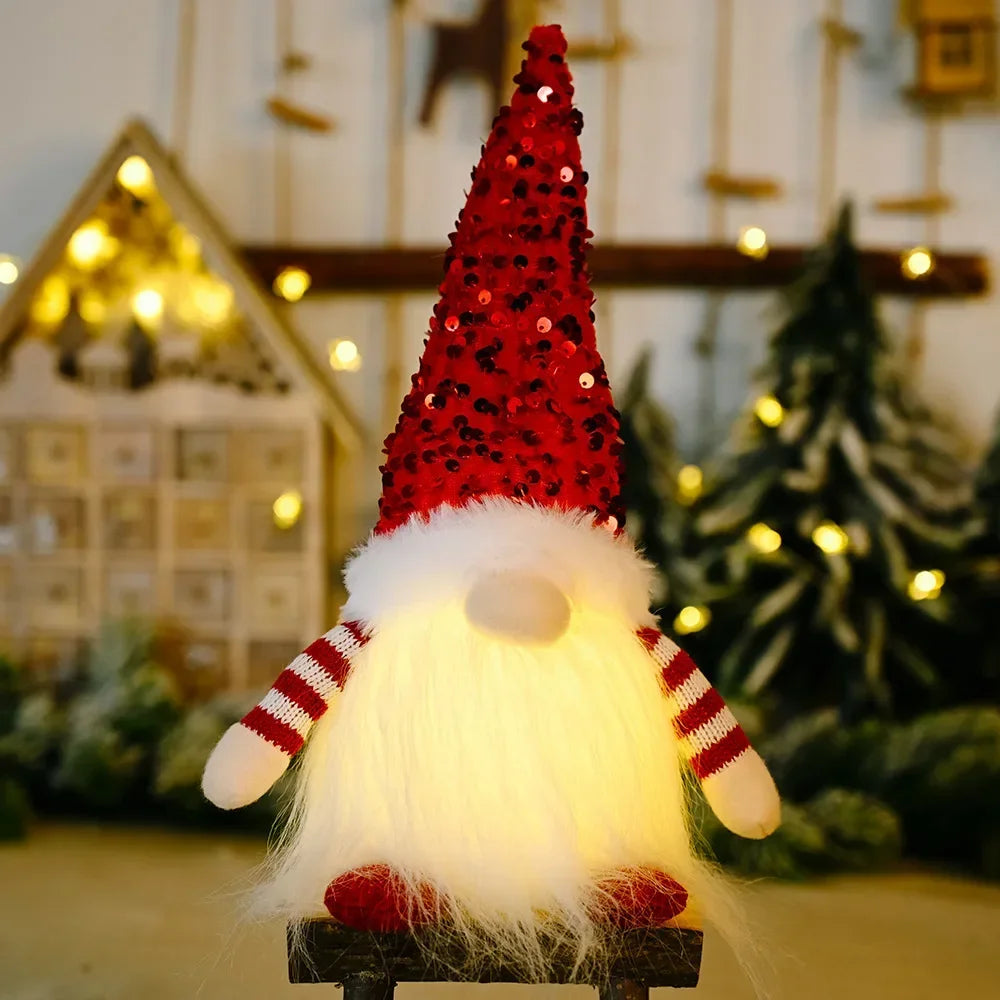 1~4pcs 2025 Christmas Doll Elf Knitted Gnome with Led Night Light Christmas Decorations for Home Xmas Navidad New Year 2025 Gift