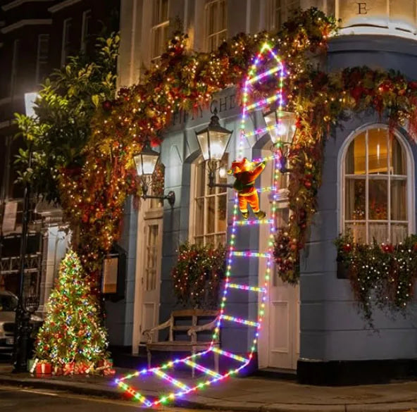 Santa Climbing Ladder Christmas Light LED Decoration with 8 Modes- USB powered