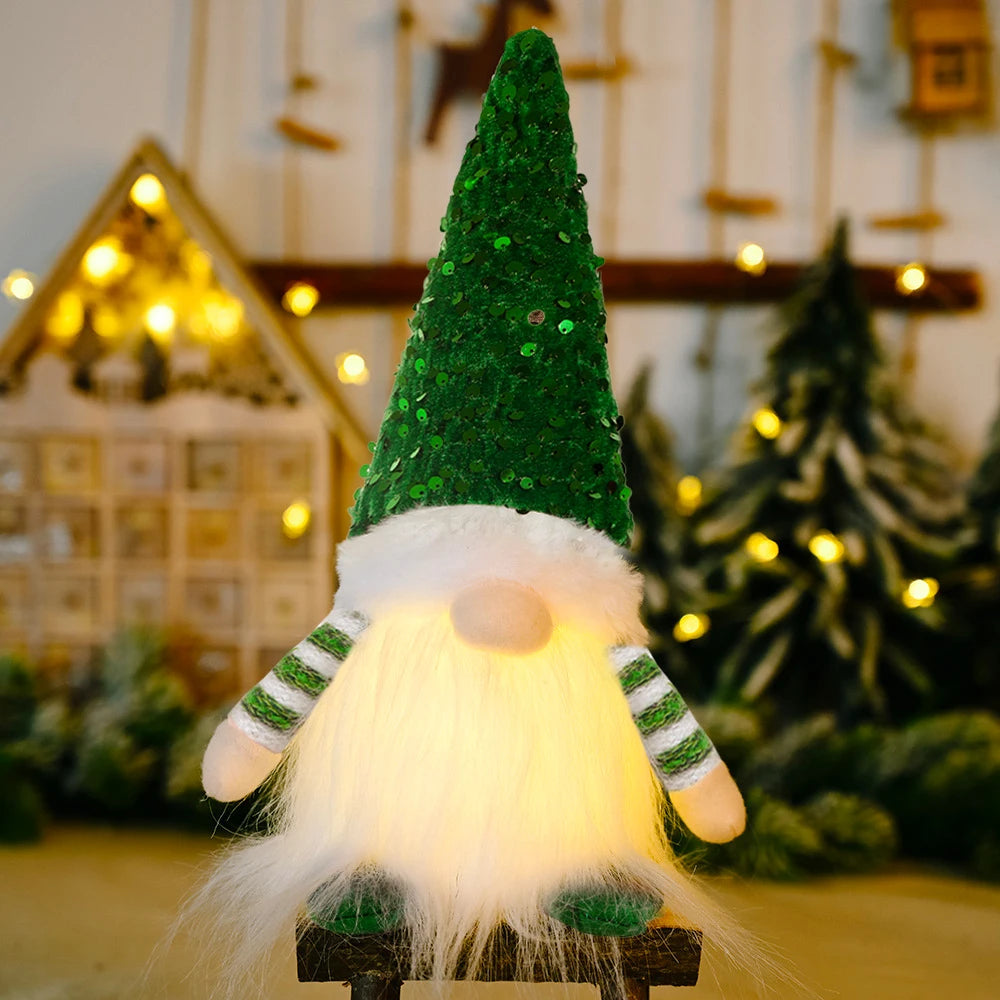 1~4pcs 2025 Christmas Doll Elf Knitted Gnome with Led Night Light Christmas Decorations for Home Xmas Navidad New Year 2025 Gift
