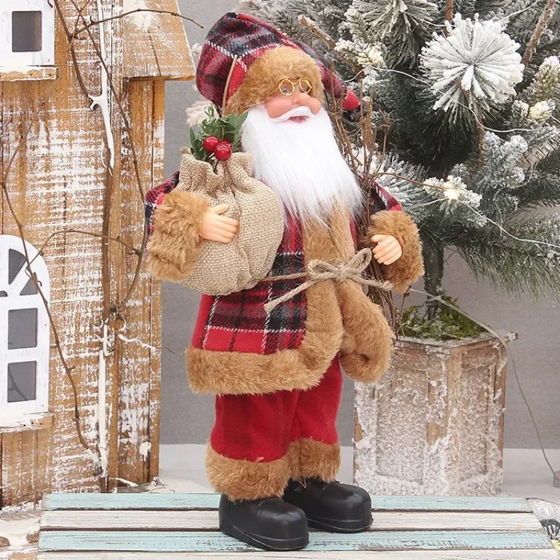 Christmas Decoration for Home Santa Claus Plush Doll 30cm Navidad Party Decor Xmas Ornaments New Year Gift